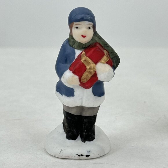 Vtg Christmas Village Accessories 3 Miniature Figurines 2 White Picket Fence - Picture 15 of 16